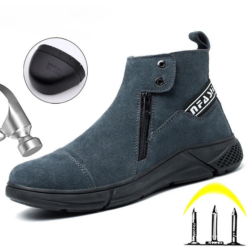 

Work Safety Boots Men Steel Toe Shoes Men Safety Shoes Indestructible Puncture-Proof Work Sneakers Work Shoes Boots