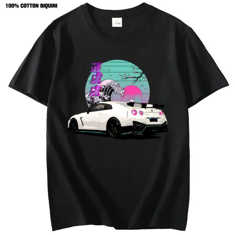 

Футболка мужская с принтом рисунка R35 Skyline GTR Vaporwave JDM Legend, 100% хлопок