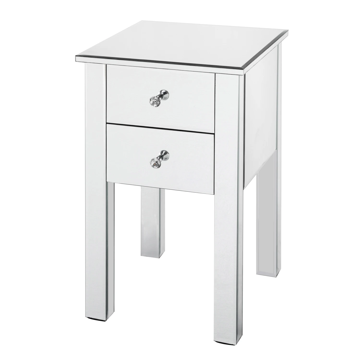 

Modern and Contemporary Mirrored 2-Drawers Nightstand Bedside Table Side Table 38x38x64CM for Bedroom[US-Stock]