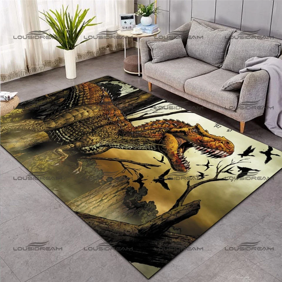 Ferocious Dinosaur Pattern Carpet Square Flannel Tyrannosaurus Rex Floor Mats Modern Home Living Room Rugs Bedroom Carpet