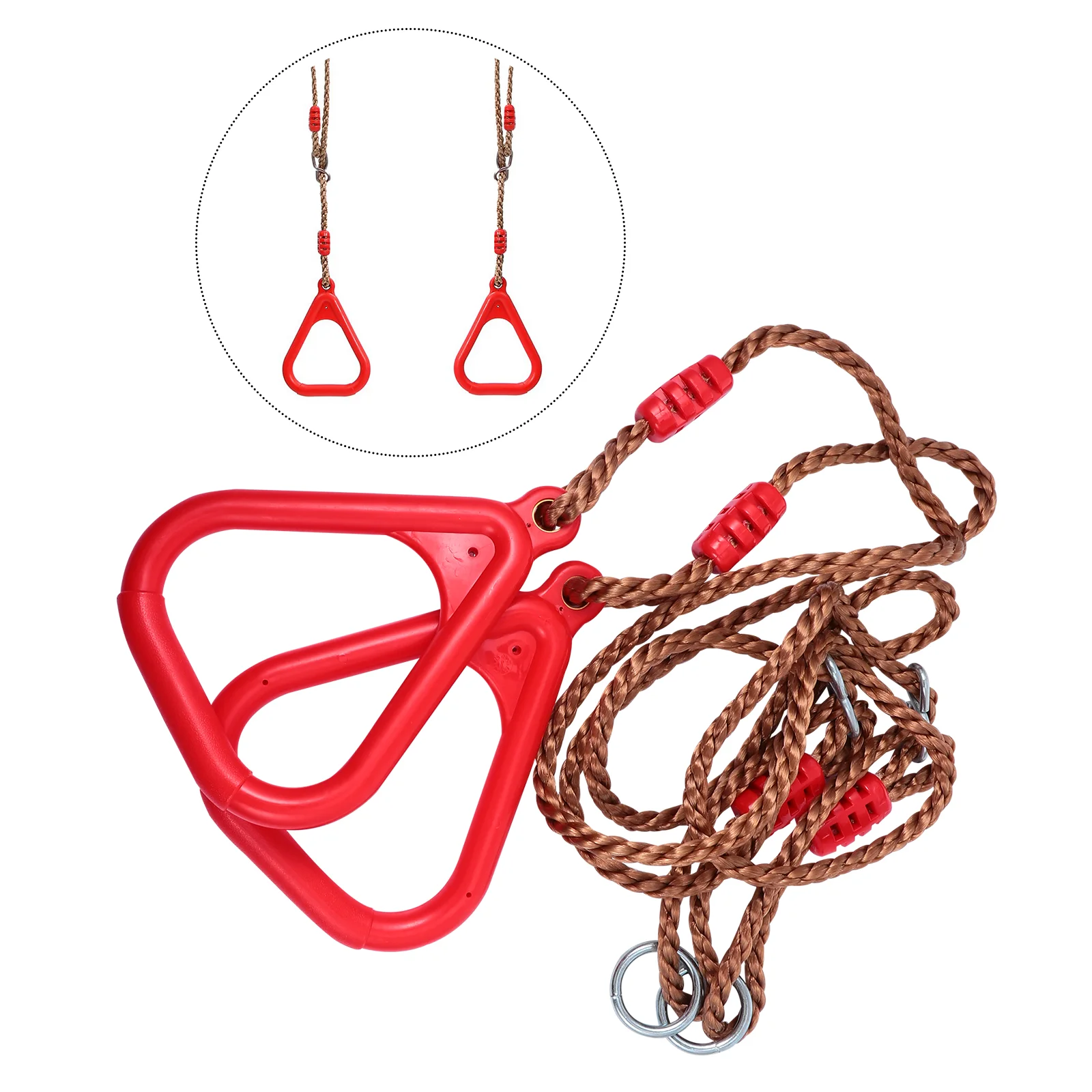 Kids Indoor Swing Outdoor Climbing Rope Fitness Rings Gymnastic for Children Red