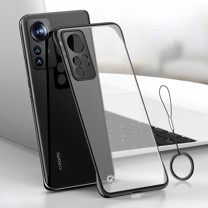 Frameless Translucent Matte PC Phone Case with Ring - Hard Protection, Thin Design