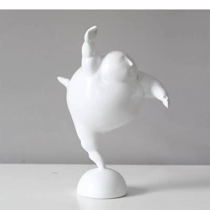 

Fat Girl Dancer Figures Statue Desk Decoration Artwork Ornaments White Character Sculpture Abstract Crafts Room Aesthetics Decor