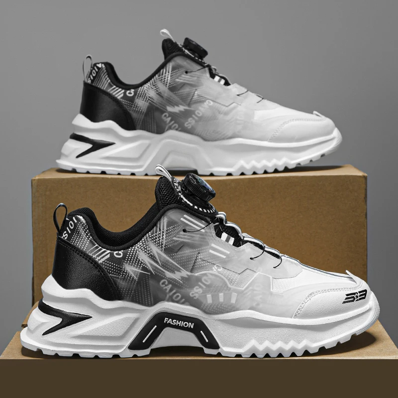 Plaid Sports Shoes for Men and Women, Fashionable and Breathable Running Shoes with Rotating Button Air Cushions, Ultra-Light Running Shoes for Men and Women, Suitable for Outdoor Workout and Traveling Men's Shoes 4