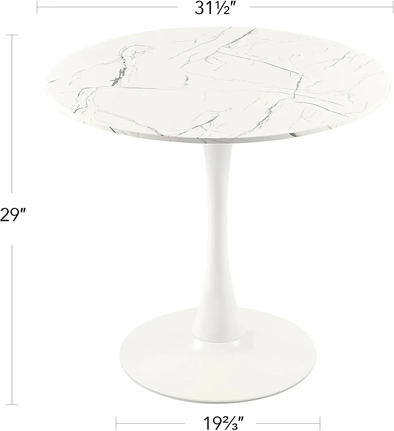 32 Inch |Round Dining Table with Faux Marble Top for Kitchen Bar Patio and More| Modern Small Coffee Table Living Room Accent 3