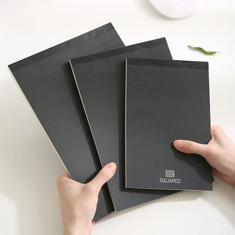 3 copies of 80 school notepads A5 draft book simple black card cover horizontal line square inner page refill can be teared