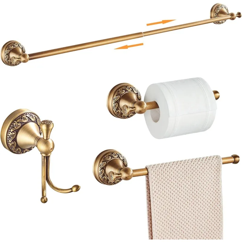 Bathroom Hardware Set,Adjustable Towel Rack,Toilet Roll Paper Holder,Hand Towel Holder,Hook,Bathroom AccessoriesSet Wall Mounted
