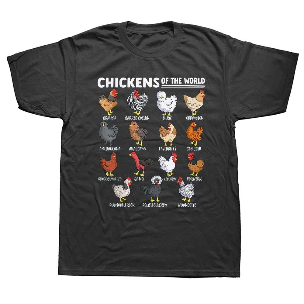 Hühner der Welt Farmtierliebhaber Lehrreiche T-Shirts Herren Humor Streetwear T-Shirt Kurzarm Unisex Lose Kleidung