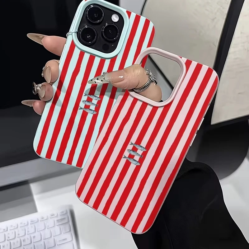 Vibrant Red and Blue Fish Pattern Silicone Phone Case - Air Soft Cover