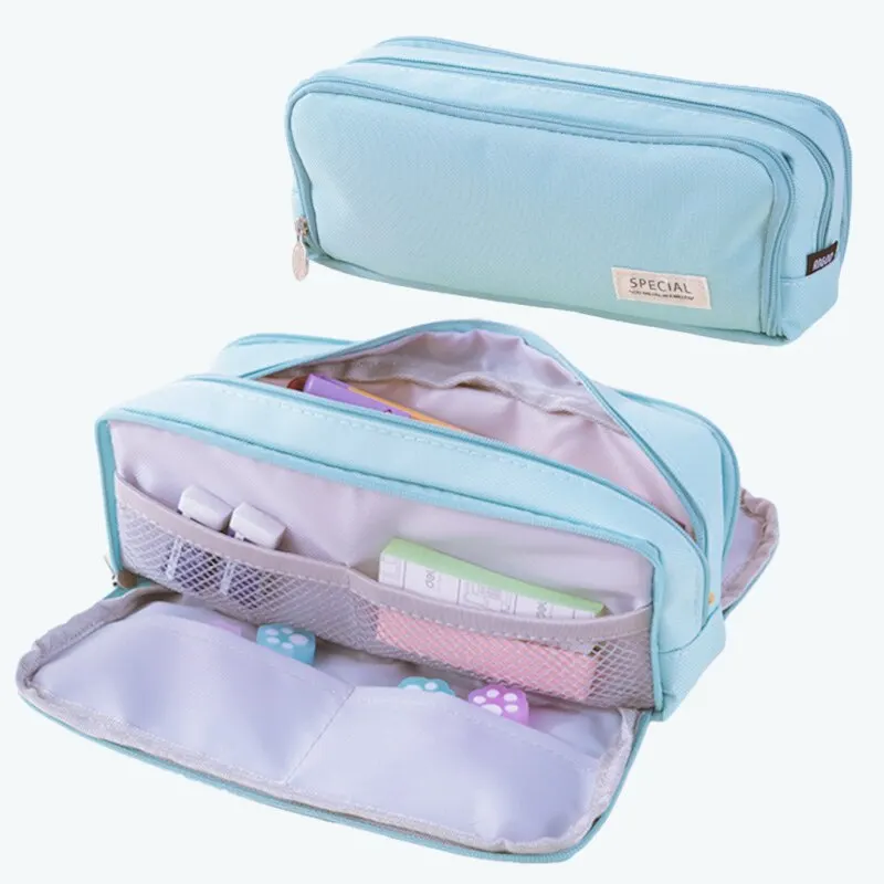 1 Pcs Large Pencil Case Big Capacity 3 Compartments Canvas Pencil Pouch  Multifunctional Multi-layer Pencil Case For Teen Boys Girls School Students  (s
