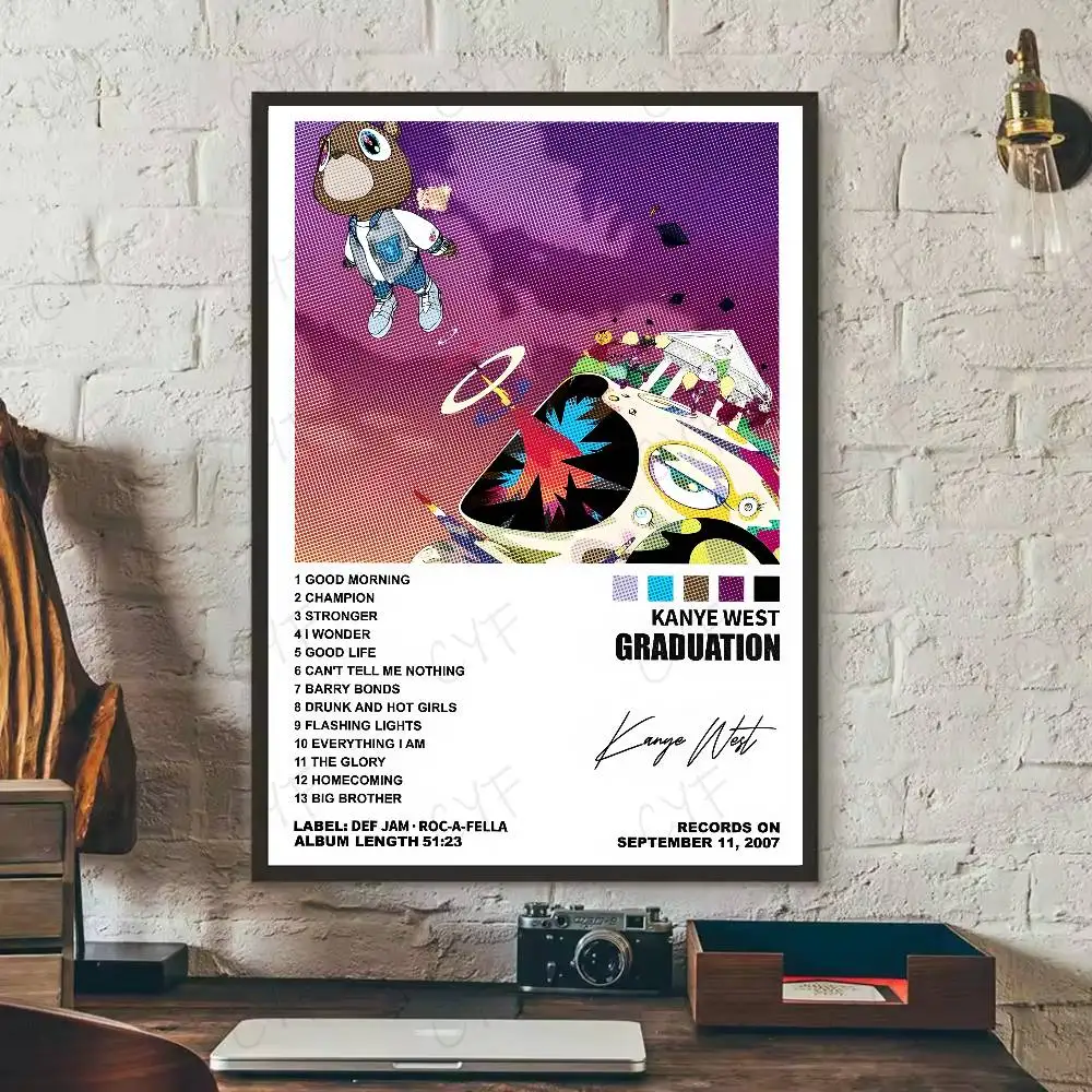 Hip Pop Rapper K-Kanye West Poster Wandkunst Gemälde Aufkleber für Zuhause Raumdekoration Schlafzimmer Dekor Wasserdichte Poster – Detail 5