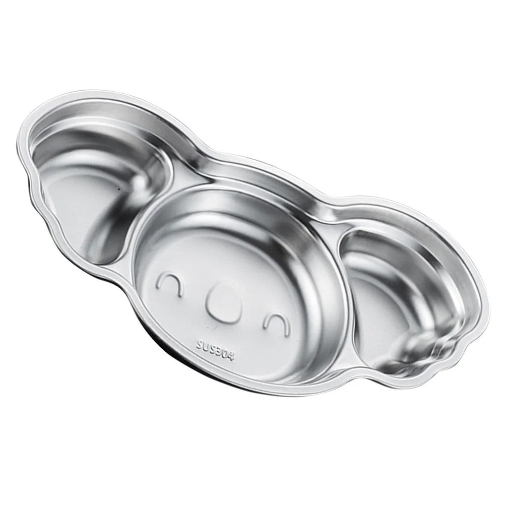 Cartoon Divided Plate Stainless Steel Food Trays for Kids Multiple Compartments Easy Portioning Baby Toddler Mealtime