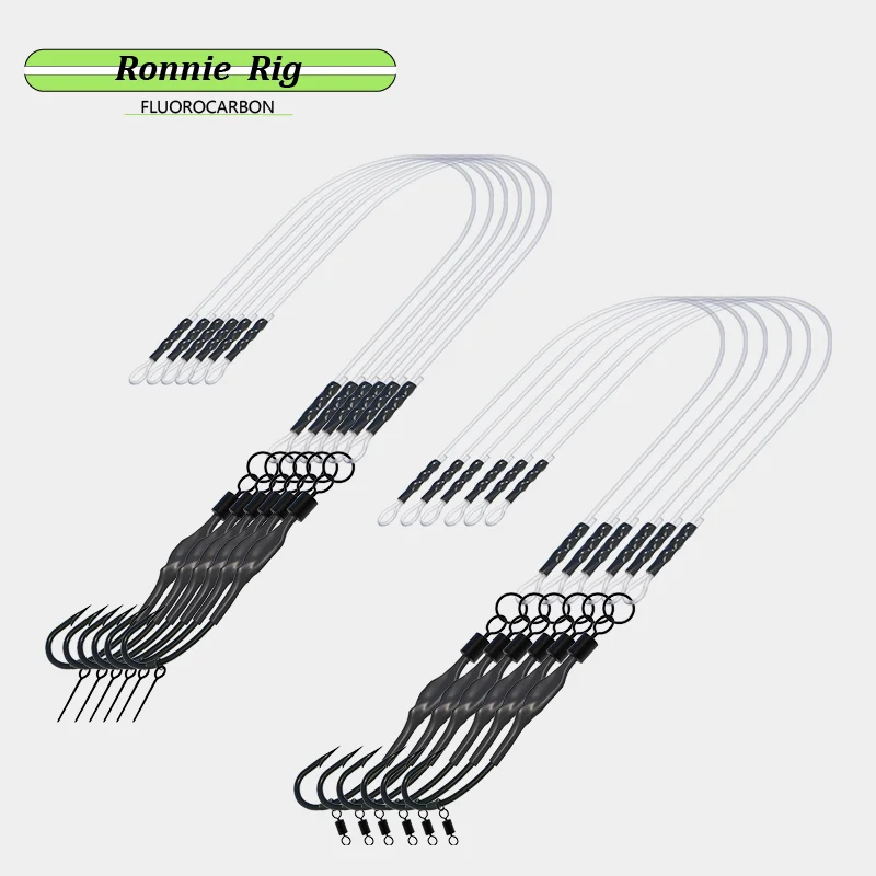 Montages carp fishing Ronnie Rigs 6 pcs fluorocarbone prêts à l'emploi pour pêche de la carpe
