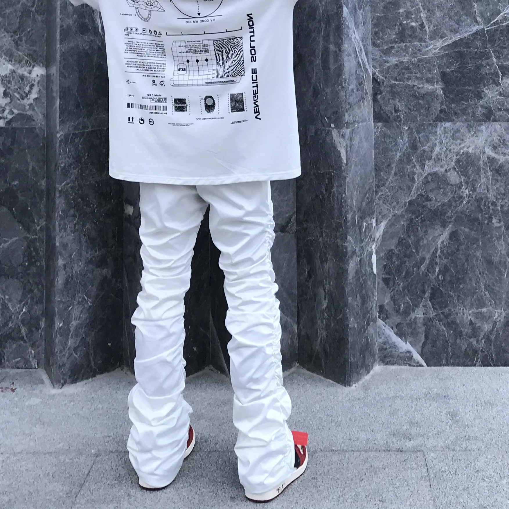 New Men Women Clothing Niche Original Pleated Stacked Micro Flare Pants Lovers Trousers Plus Size Costumes 27-46