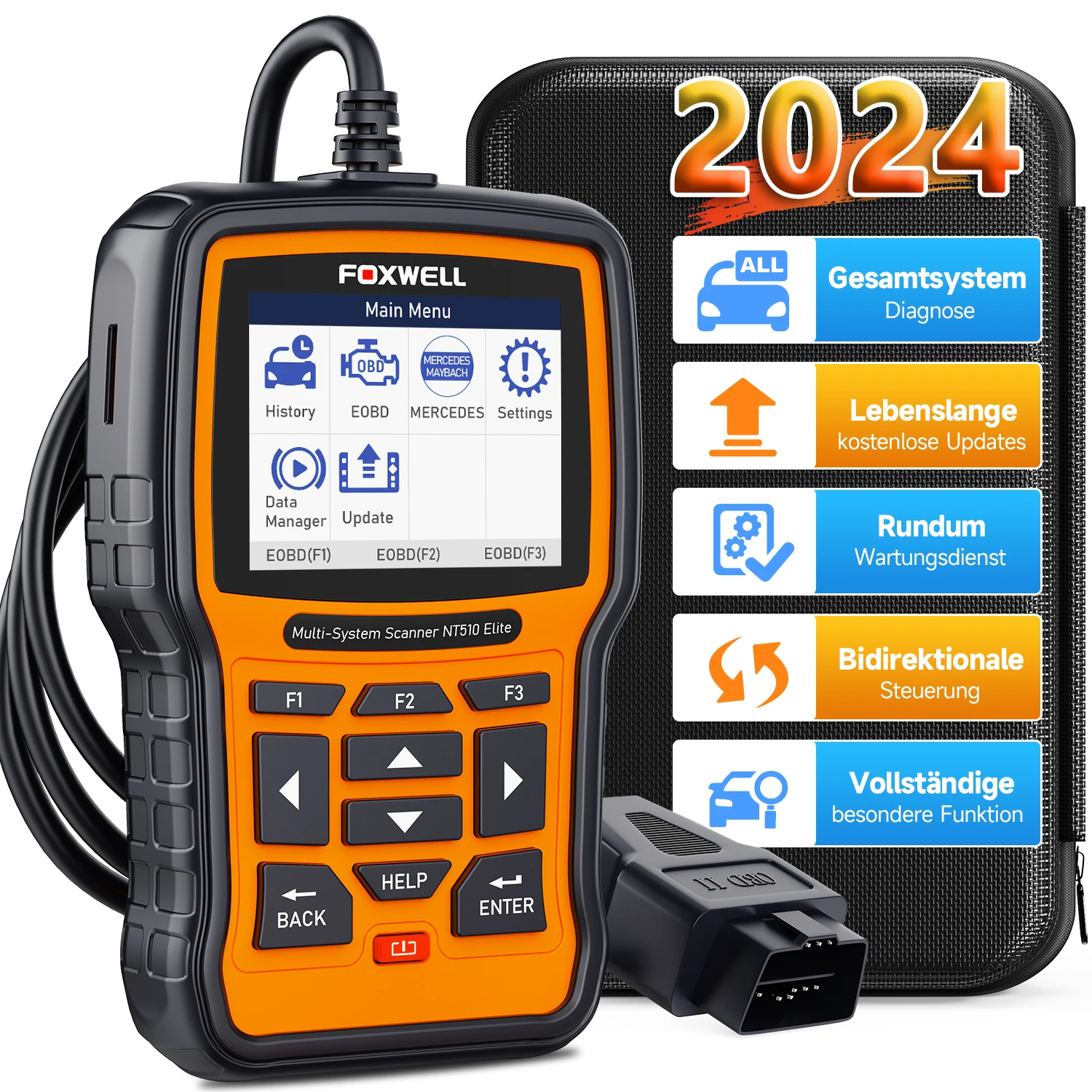Foxwell NT510 Elite OBD2 диагностический инструмент с возможностью сканирования SAS EPB для диагностики BMW Hyundai Kia ODB