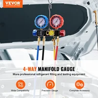 SucceBuy 4 Way AC Gauge-AC Manifold Gauge Set with 5ft Hoses for R134A/R22/R12/R410A Work on Car Freon Charging and Evacuation - Image 2