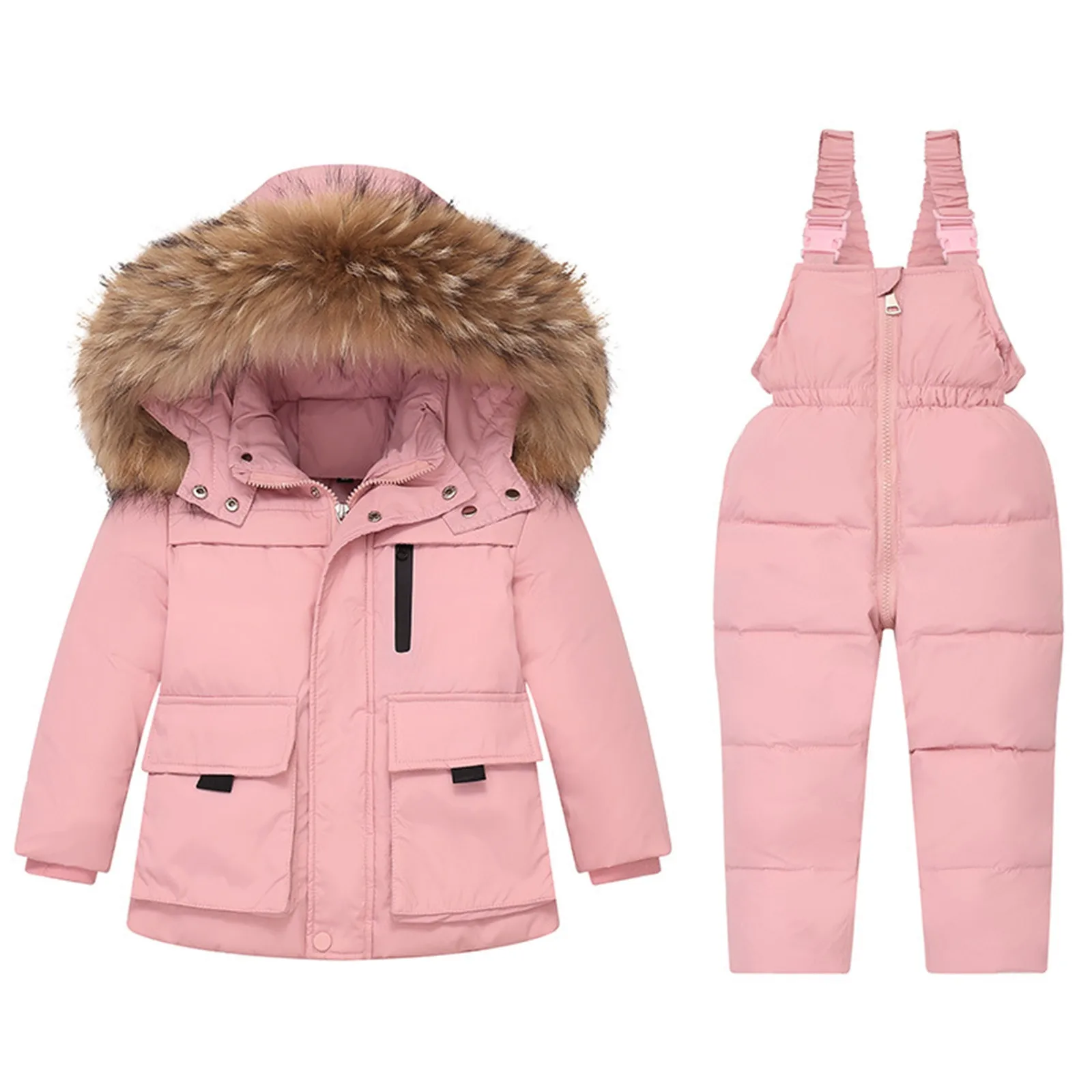 

Winter Down Jackets Baby Toddler Girl Boy Clothes Kids Jumpsuit Children Clothing Set Thick Warmhoody Snowsuit Coat+Bib Pants