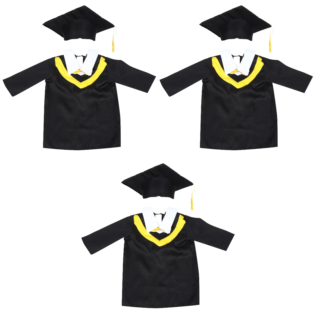 

3 Sets Black Dress Graduation Preschool Gown Outfit Tassel Suit Child Kindergarten Hat Kids