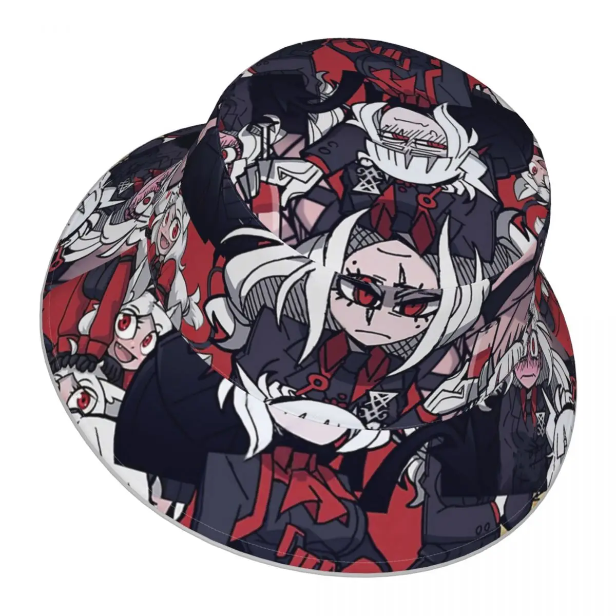 

Helltaker Pattern reflective Bucket Hat Men Women Bucket Hat Outdoor Sunscreen Beach Hat Sun Hiking Fishing Cap