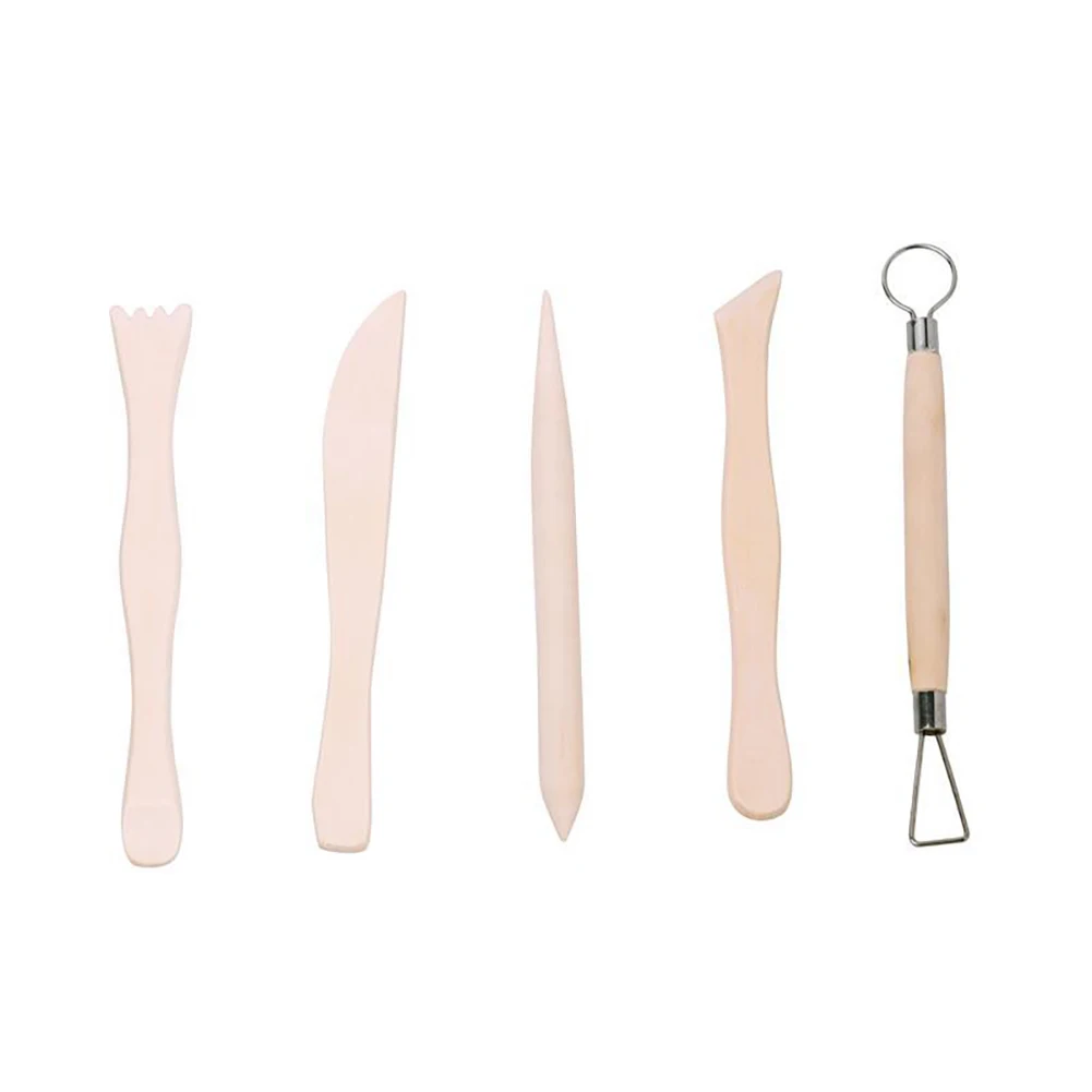 5Pcs of Art Supplies Clay Sculpture Wooden Ceramic Knife Sculpture Carving Shapers Cutters Clay Craft Polymer Clay Tools Set