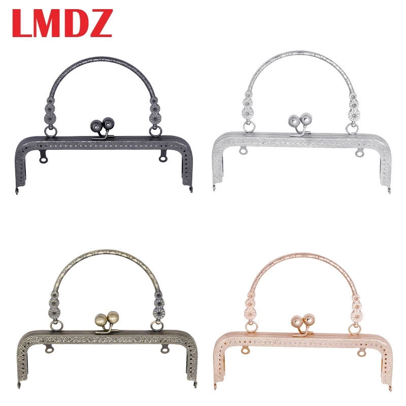 

LMDZ Rectangle Metal Kiss Clasp Lock Frame For Handle Bag Purse DIY Accessories 20.3cm Antique Bronze Tone Bags Hardware