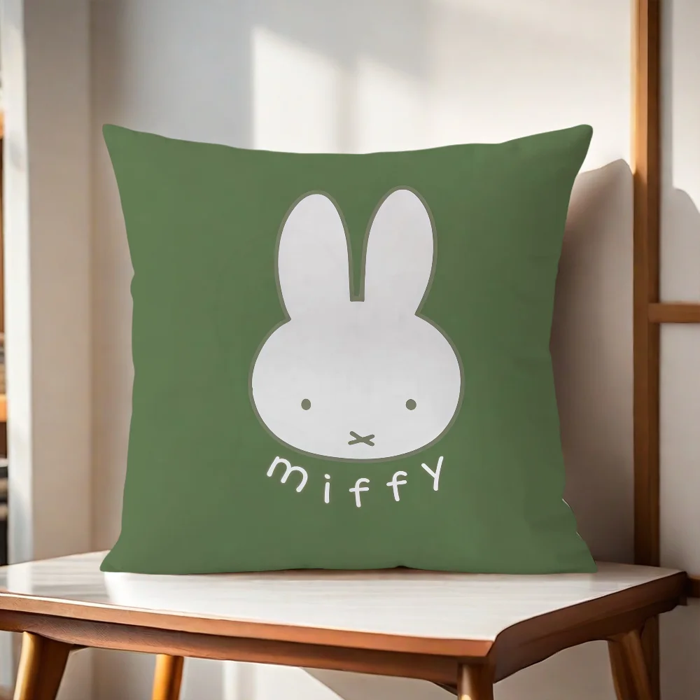 M-Miffy Kawaii 쿠션 커버 베개 인쇄용 소파 장식 홈 카룸 커피 숍 사무실 북유럽 단순성