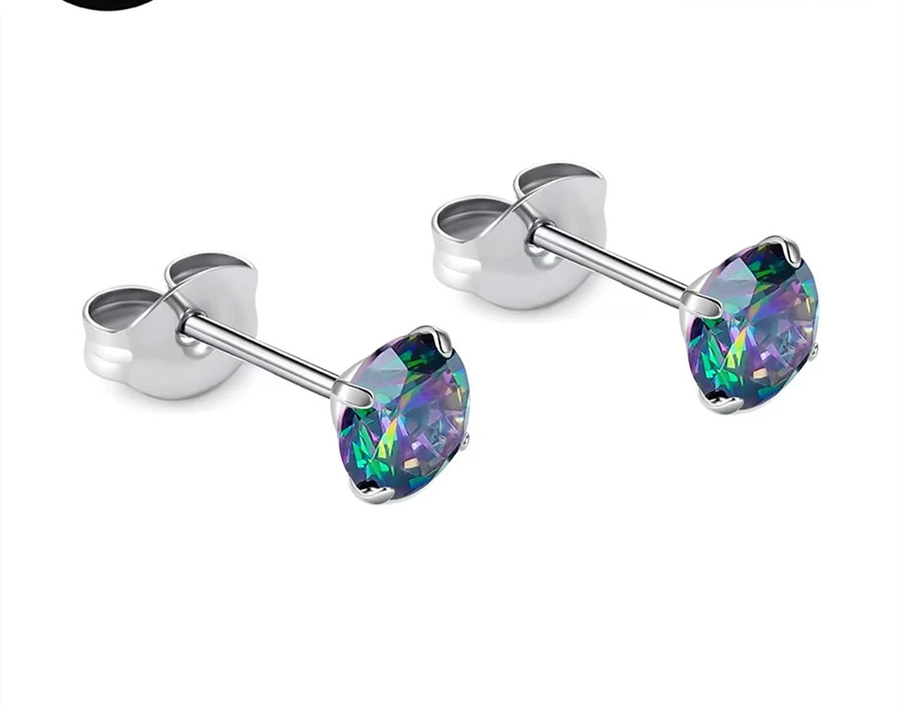 Hypoallergene 2/3/4/5/6 mm AAA Runde Push-Back-Ohrstecker 316l Edelstahl Nadel Kurzer Schmuck zur Auswahl ohne Allergie – Detail 5