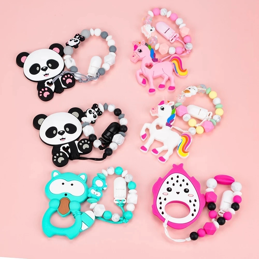 LOFCA DIY Baby Silicone Teether Koala Baby Teething Necklace Toy Cartoon Pacifier chain Clip Food Grade Silicone Beads teething toys silicone teething toys baby teething toys silicone beads silicone teether silicone teething beads pacifier clips