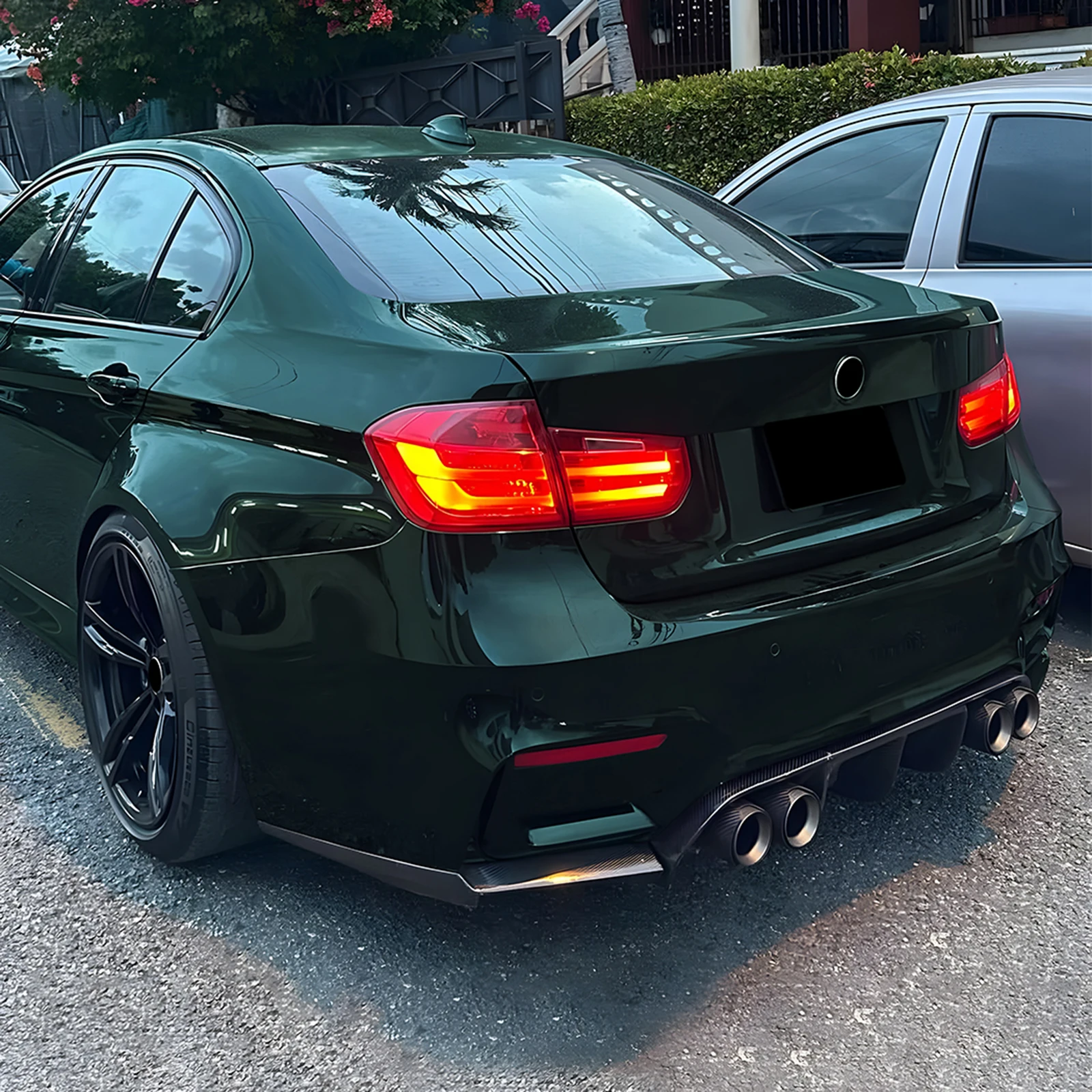 BMW F80 M3 F81 F82 F83 M4 2014-2019 리어 범퍼 디퓨저 립 카본 파이버 룩/글로스 블랙 테일 부트 스포일러 스플리터 가드