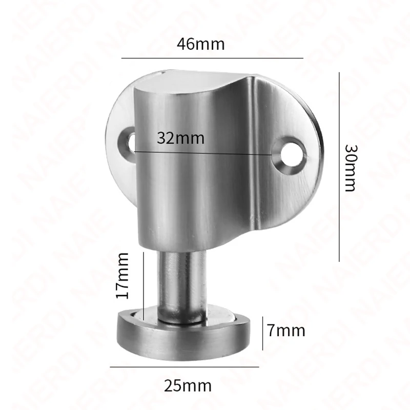 NAIERDI Magnetic Door Stopper Adjustable Zinc Alloy Non-punch Door Holder Water-proof Silver Door Stop Furniture Door Hardware