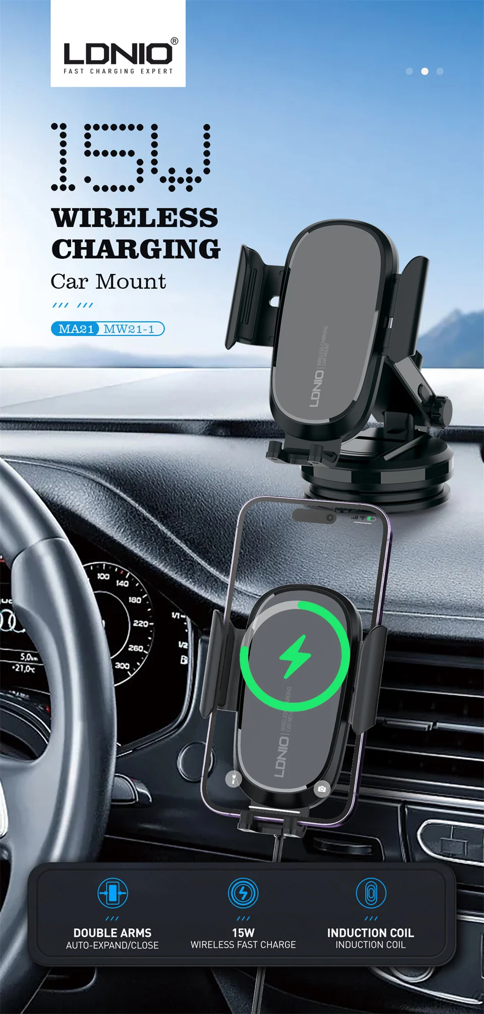 Buy LDNIO MW21-1 15W Wireless Charging Car Mount Price In Pakistan available on techmac.pk we offer fast home delivery all over nationwide.
