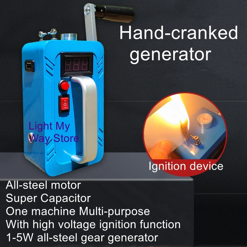 Hand Crank Generator Portable Lighting Ignition USB RechargeableHand Crank 2 minutes to ignite 20-50 times