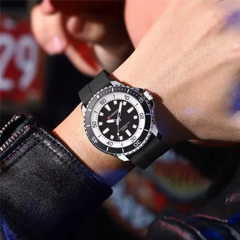 CURREN 8448 Men's Fashion Quartz Watch Outdoor Large Dial Luminous Waterproof Silicone Strap Sport Wristwatch reloj hombre 5