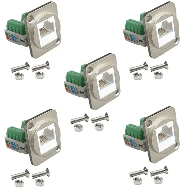 

Проводные клеммы 5 RJ45 CAT.5E, компьютерные модули, сетевые компьютерные модули с крепежными гайками