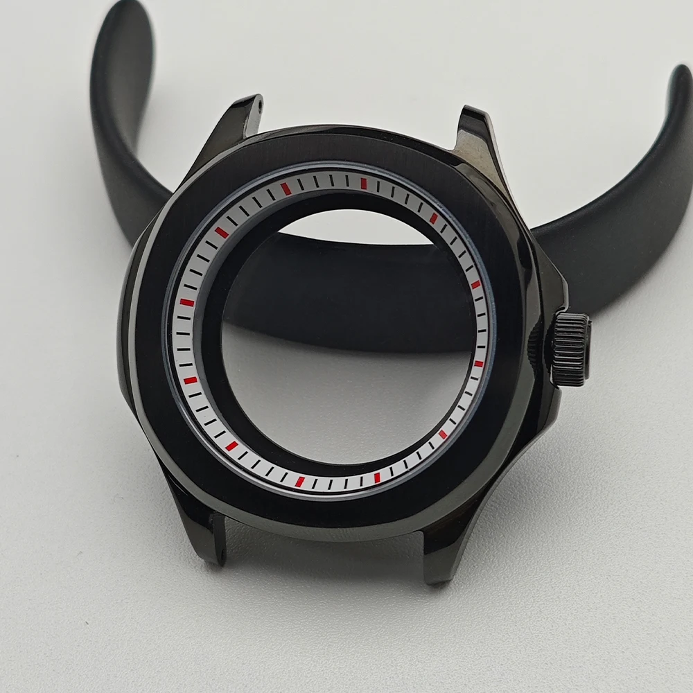 Black Steel Watch Case with Chapter Ring and Sapphire Glass, 39.5mm