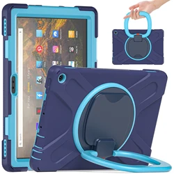 Heavy Duty Shockproof Case with 360° Rotatable Handle Grip for Fire HD 10 Plus 2021 (Navy Blue - Blue)
