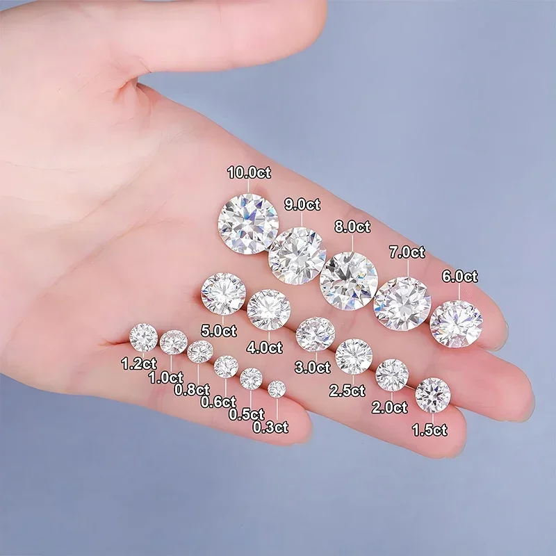 Moissanite Stone Top D Color VVS1 Round Cut 0.2-12Ct Pass Diamond Tester Gemstone Beads for Jewelry Making with GRA Certificate 5