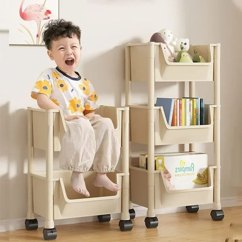 Storage Rack Portable Movable Multi-Tier Wheels Narrow Slit Trolley Shelf Kitchen Bathroom Living Room Books Organizer storage rack book display stand