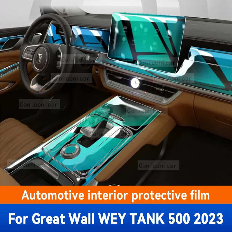 

For Great Wall WEY TANK 500 2023 Car Interior Gearbox panel Dashboard Gps Navigation Screen Transparent TPU Protective Film