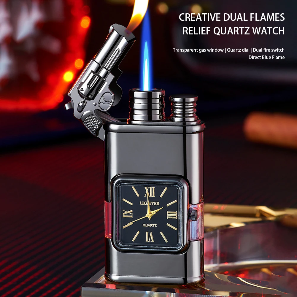 Personalized Embossed Lighter With Watch Lightweight Portable Lighter Gift For Lighter Lover