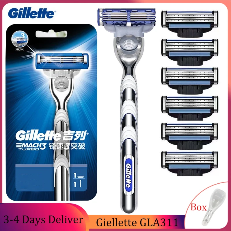 Men Gillette Razor Mach3 Nano-grade 3-layer Blades Non-slip handle Quick Change Shaving Heads Men's Manual Shaver Blades Set