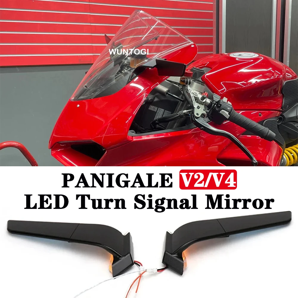 

Motorcycle With LED Turn Signal Side Rearview Mirrors For Ducati PANIGALE V2 Panigale V4 Invisible Sports Rearview Mirror