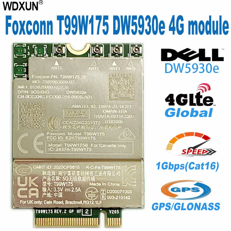 Dw5930E T99W175 Modulo Lte 5G Modulo X55 5G Dp/N 0 K1Ycw Per Dell Laptop Latitude 5430 7330 Dw5930E-Esim Card