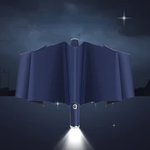  Fully Automatic Adjustable LED Flashlight Parasol Umbrella Ultraviolet-proof 10 Bone 3 Fold Wind Resistance Large Uv Umbrella 