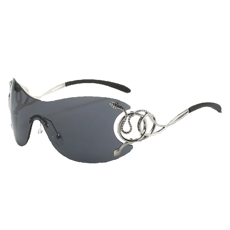 New Integrated Large Frame Personalized Y2K Fashion Cobra Snake Funny Sunglasses Female_voghion.com