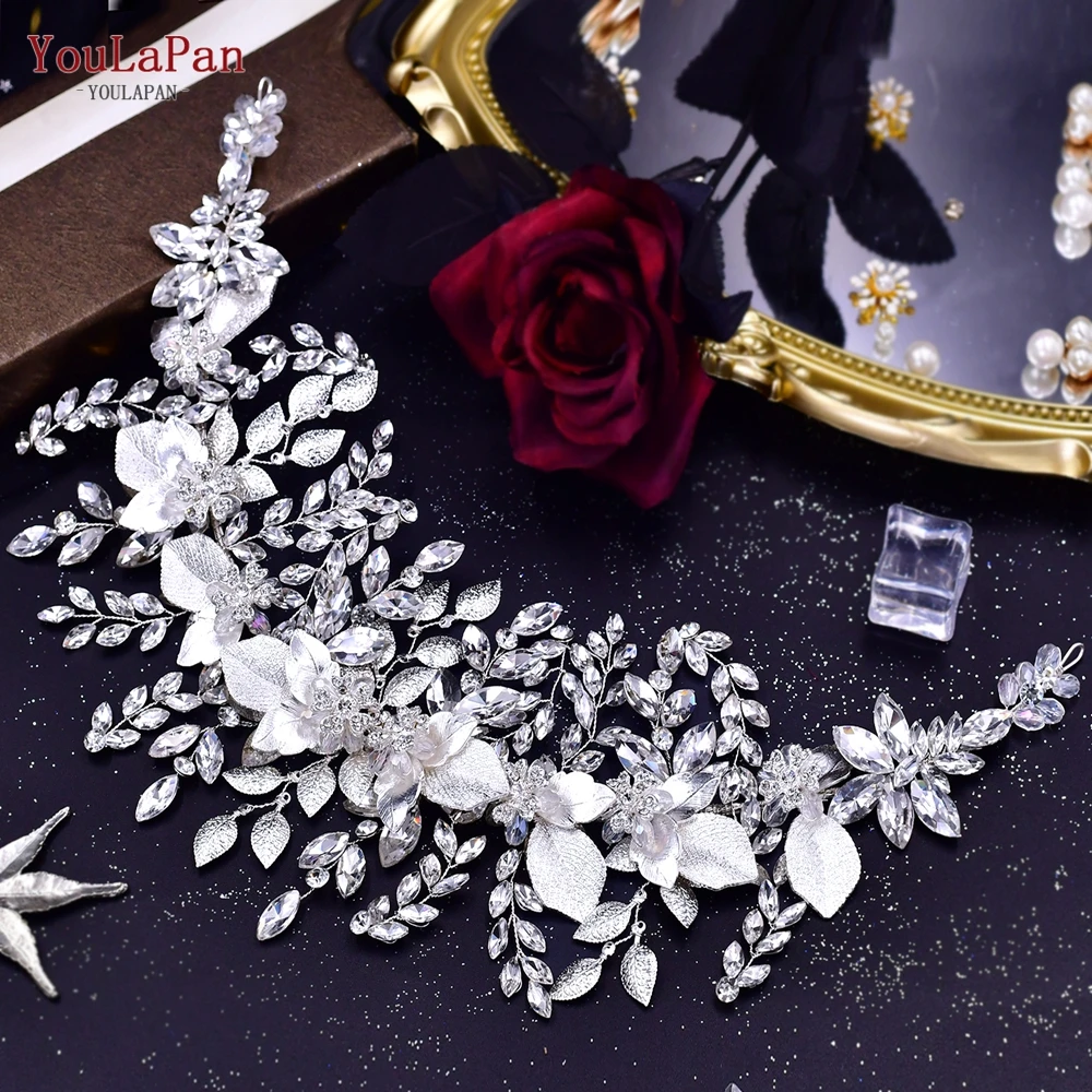 

TOPQUEEN HP391 Luxury Bridal Headpiece Alloy Leaf Woman Headband Wedding Hair Accessories Bride Headdress Pageant Diadem Jewelry