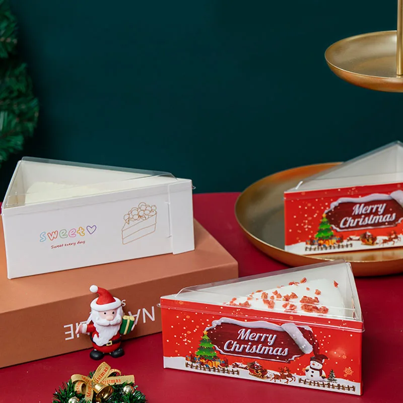 

50sets Mousse Cake Box with Clear Lid for Christmas Birthday Party Tiramisu Fruit Cream Cake Dessert Container