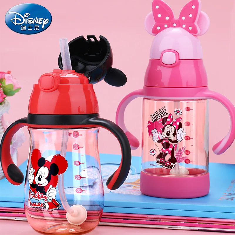 Disney Kids Water Bottles Mickey Minnie Mouse Cartoon Cups with Straw  Captain America Sport Bottles Girls Princess Feeding Cups - AliExpress