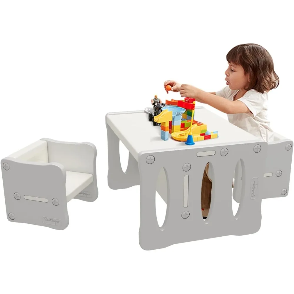 BanaSuper Kid's Table and 2 Chairs Set Plastic Activity Table for Toddlers Children Desk Ideal for Arts & Crafts Snack Time Home