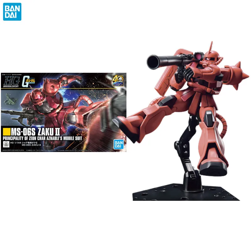 

Bandai Original Gundam Model Kit Anime Figure HGUC 234 1/144 MS-06S ZAKU II Action Figures Toys Collectible Gifts for Children